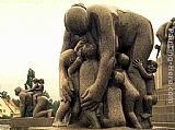 Gypsy Woman And Child Paintings - Woman and Children by Gustav Vigeland